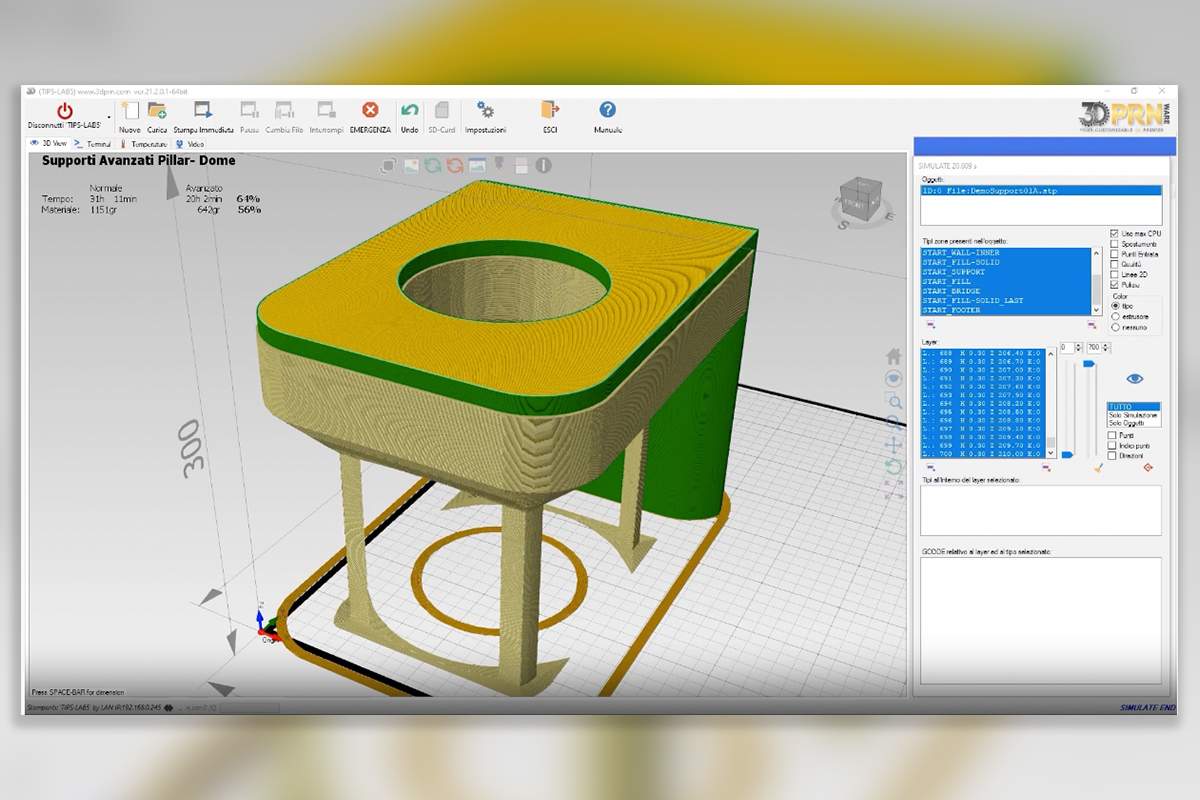 interfaccia Smart HMI e software proprietario 3DPRNWARE